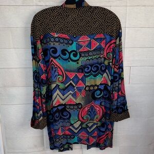 Vintage Carole Little Multicolor Geometric Jacket size 6